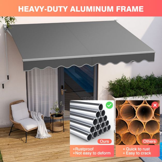 Aluminium Patio Sun Shade with Crank Handle and Water-Resistant Polyester Fabric