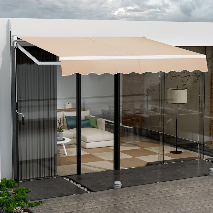 Aluminum Patio Sun Shade with Crank Handle and Water-Resistant Polyester - TidySpaces