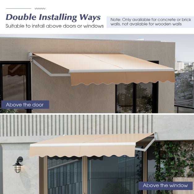 Aluminium Patio Sun Shade with Crank Handle and Water-Resistant Polyester Fabric