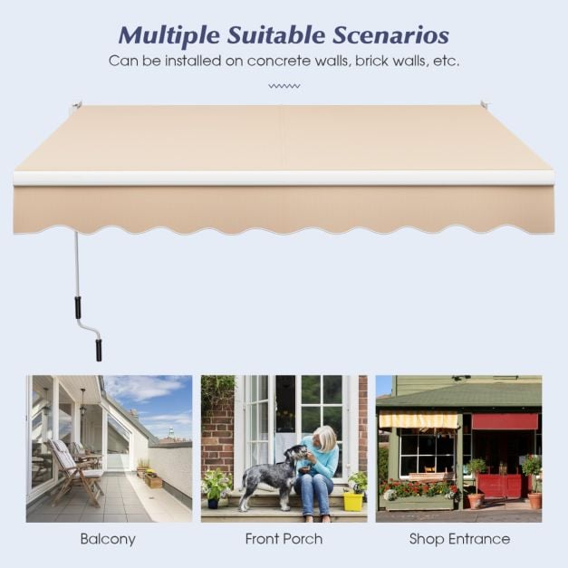 Aluminium Patio Sun Shade with Crank Handle and Water-Resistant Polyester Fabric