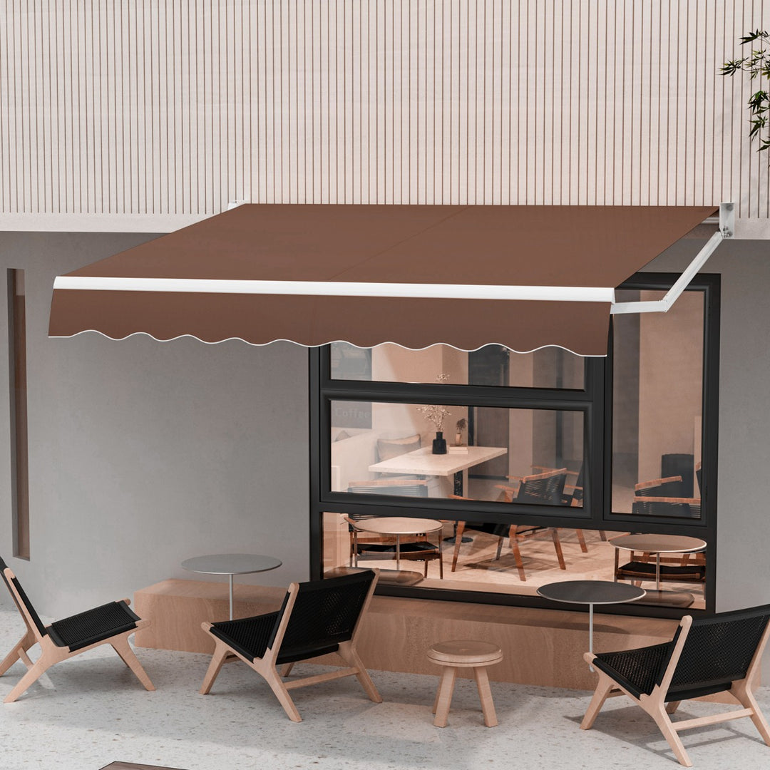 Aluminum Patio Sun Shade with Crank Handle and Water-Resistant Polyester - TidySpaces
