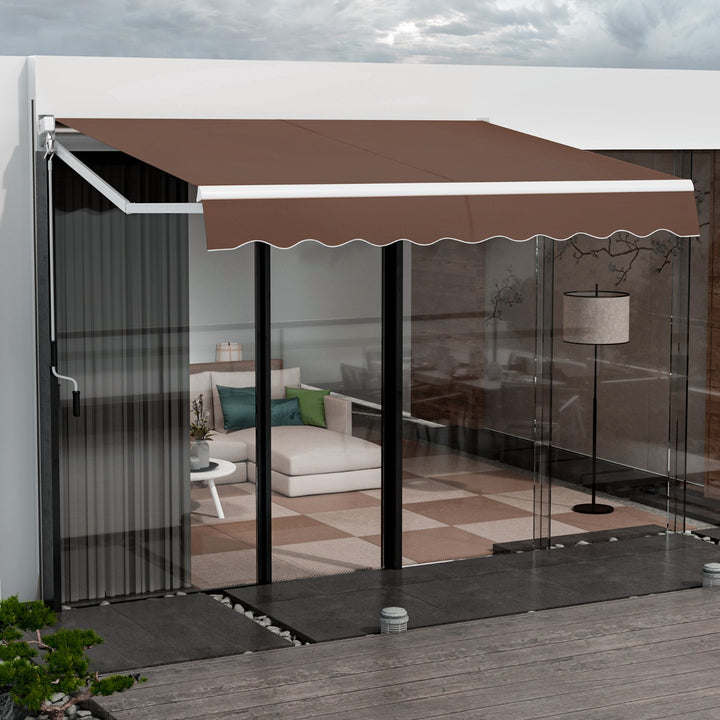 Aluminum Patio Sun Shade with Crank Handle and Water-Resistant Polyester - TidySpaces