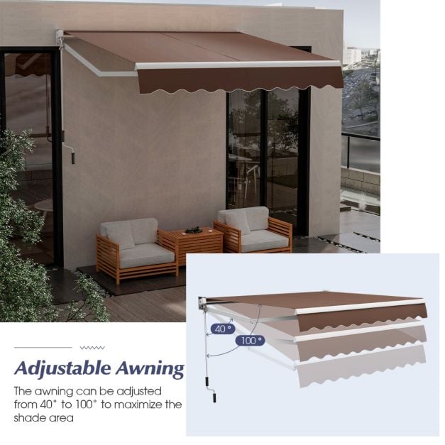 Aluminium Patio Sun Shade with Crank Handle and Water-Resistant Polyester Fabric