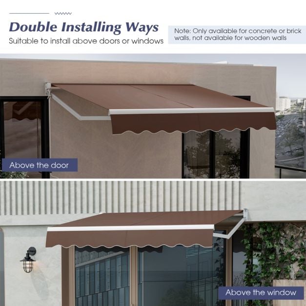 Aluminium Patio Sun Shade with Crank Handle and Water-Resistant Polyester Fabric