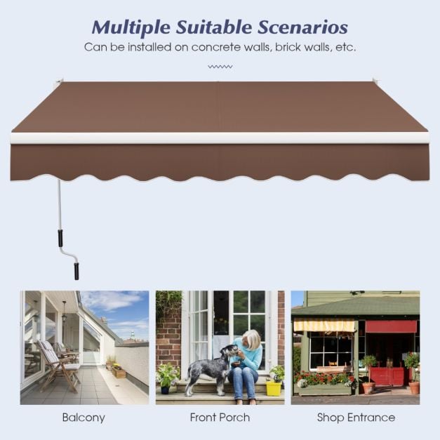 Aluminium Patio Sun Shade with Crank Handle and Water-Resistant Polyester Fabric