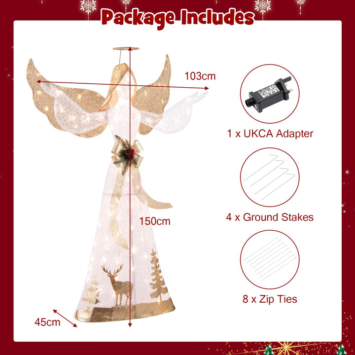 150 cm Lighted Christmas Angel Decoration with 100 LED Lights