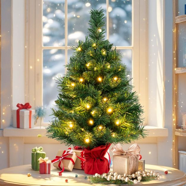 Artificial Xmas Tree with 71 Branch Tips and 35 Warm White LED Lights