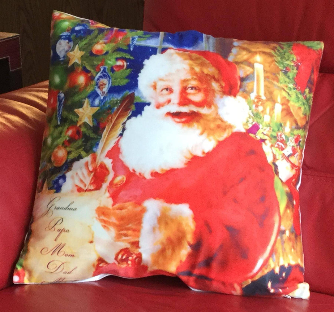 Chr503 - Santa/List 18" x 18" (Cushion Cover) - TidySpaces