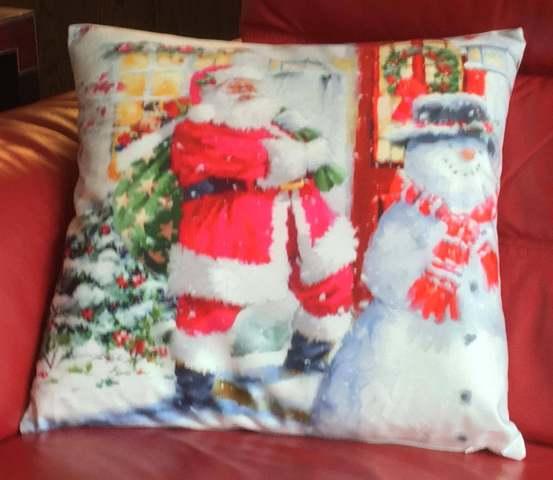 Chr507 - Santa/House 18" x 18" (Cushion Cover) - TidySpaces