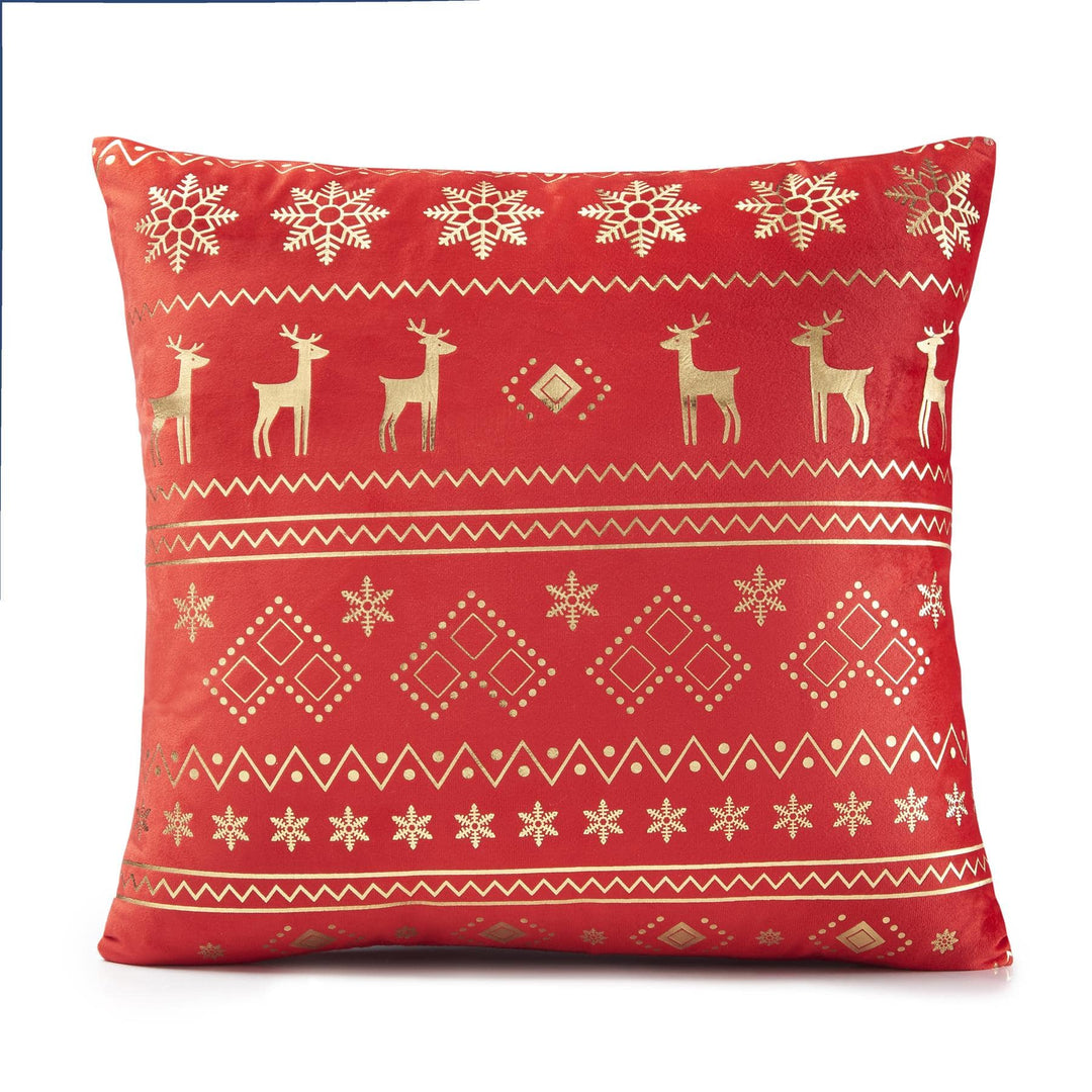 Chr513 - Reindeer Red/Gld 18" x 18" (Cushion Cover) - TidySpaces