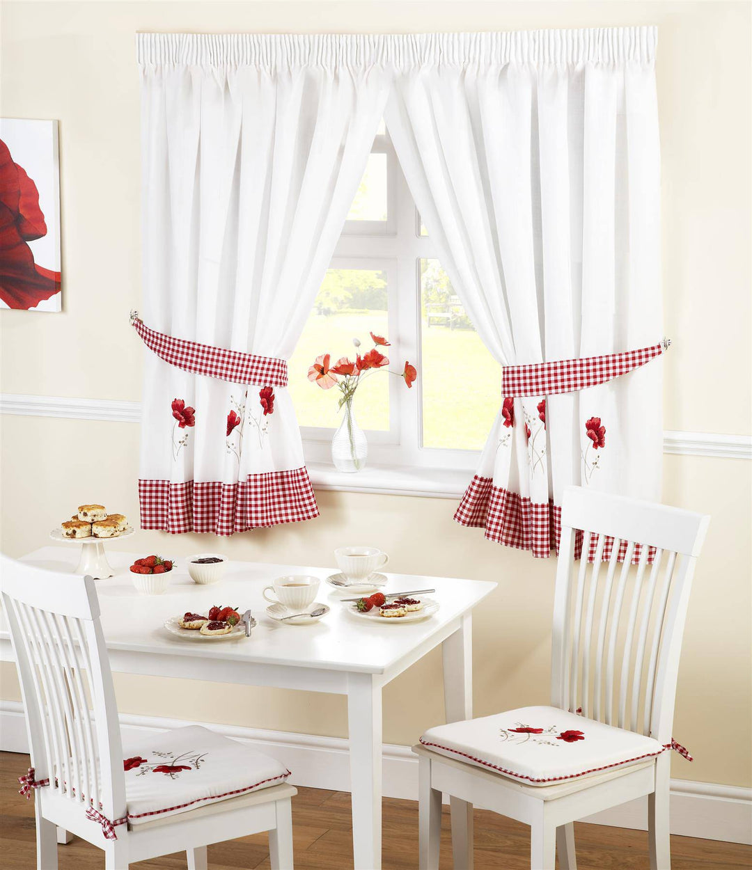 Poppies Kitchen Curtains (Taped Top) - TidySpaces