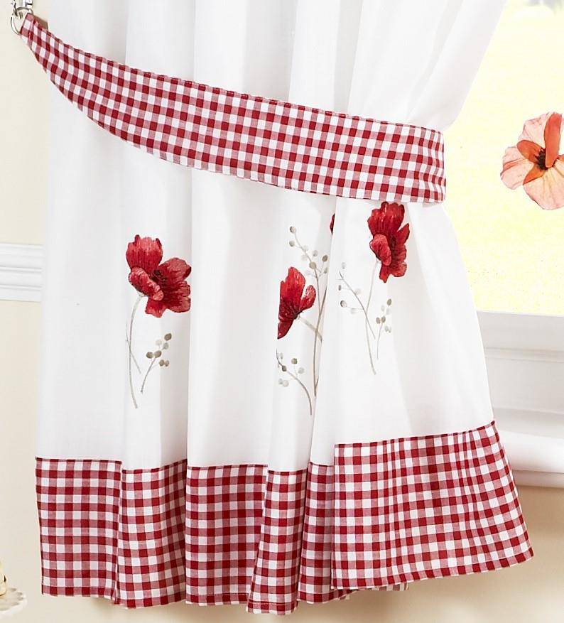 Poppies Kitchen Curtains (Taped Top) - TidySpaces