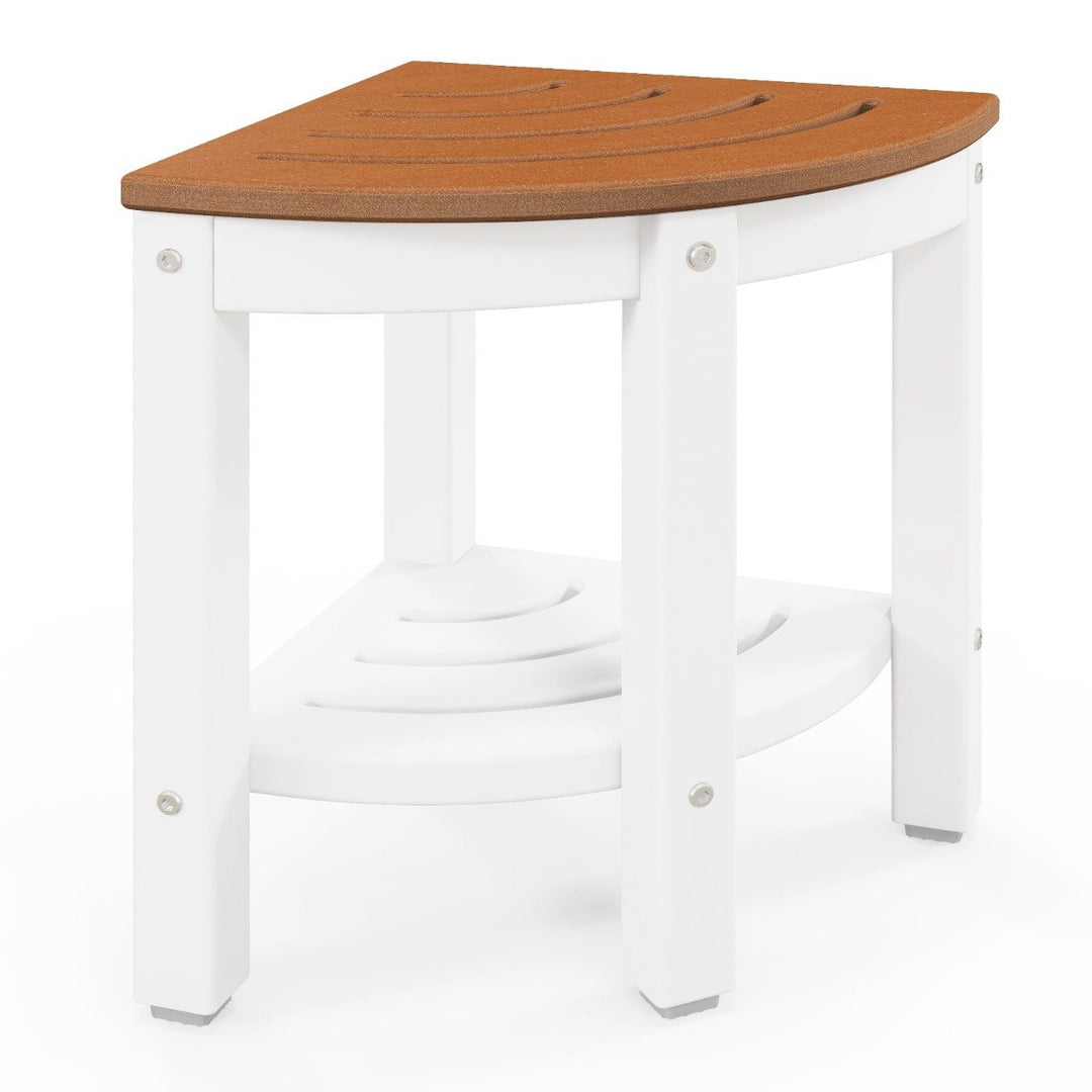 Waterproof Corner Shower Bench Stool with Storage Shelf for Shaving Legs - TidySpaces