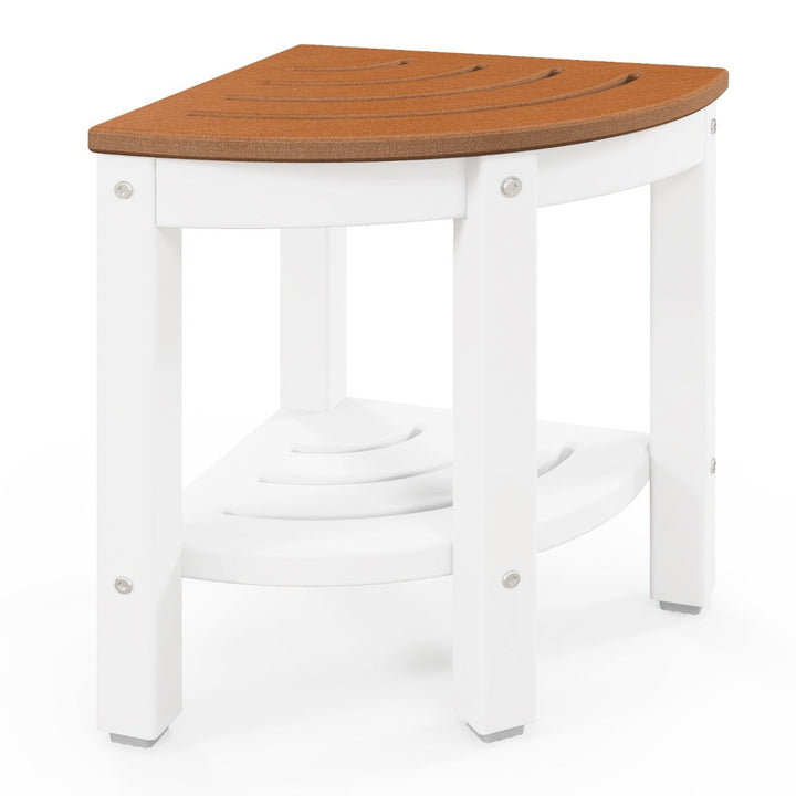 Waterproof Corner Shower Bench Stool with Storage Shelf for Shaving Legs - TidySpaces