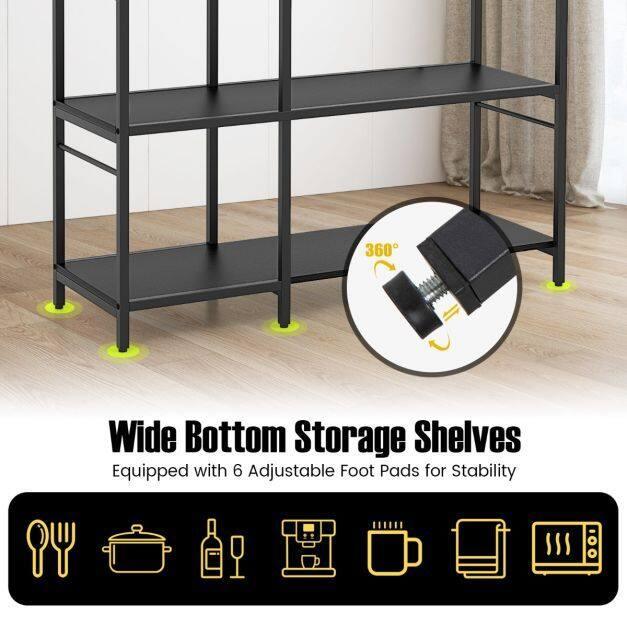 Bakers Rack with Power Outlets and 10 S-Shaped Hooks - TidySpaces