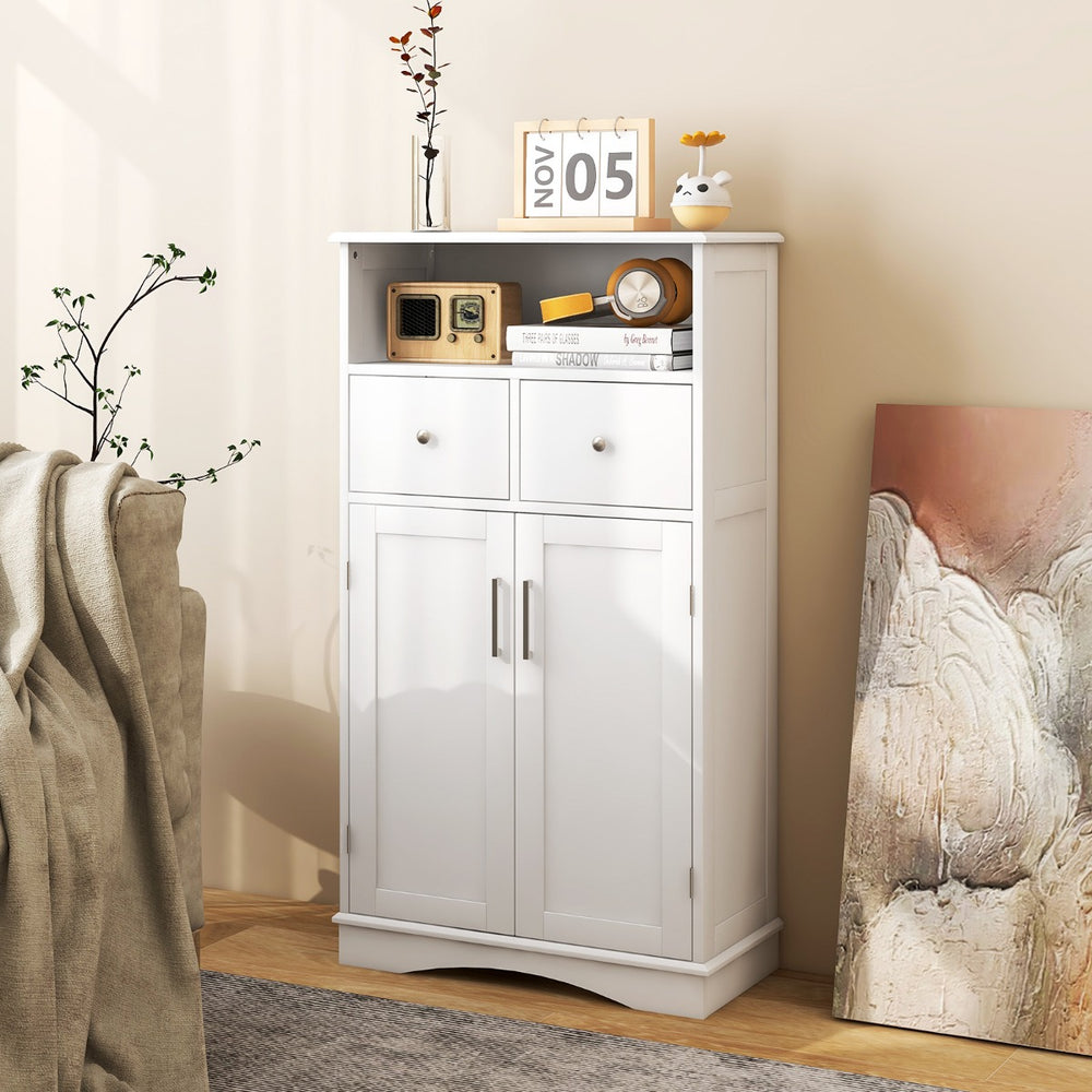 Bathroom Floor Cabinet with 2 Doors and 2 Adjustable Shelves for Bathroom-White - TidySpaces