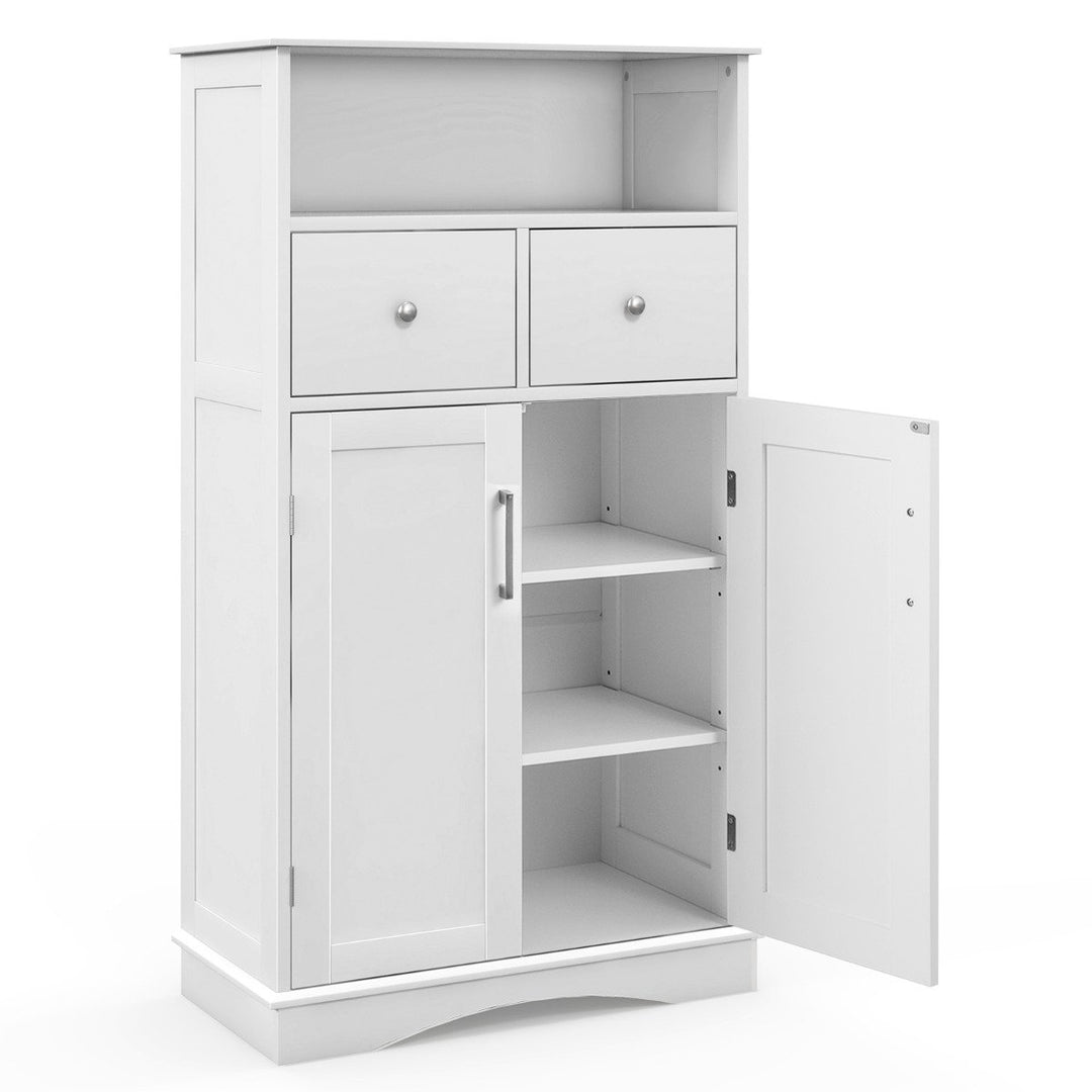 Bathroom Floor Cabinet with 2 Doors and 2 Adjustable Shelves for Bathroom-White - TidySpaces