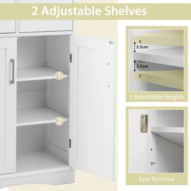 Bathroom Floor Cabinet with 2 Doors and 2 Adjustable Shelves for Bathroom-White - TidySpaces
