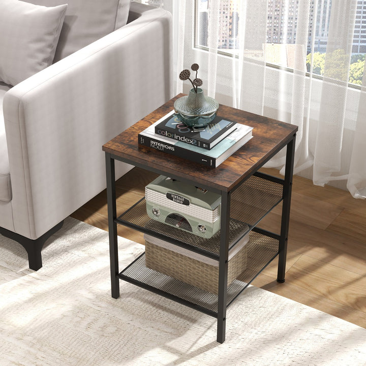 3 Tier Industrial Styled Side Table Bedside Table - TidySpaces