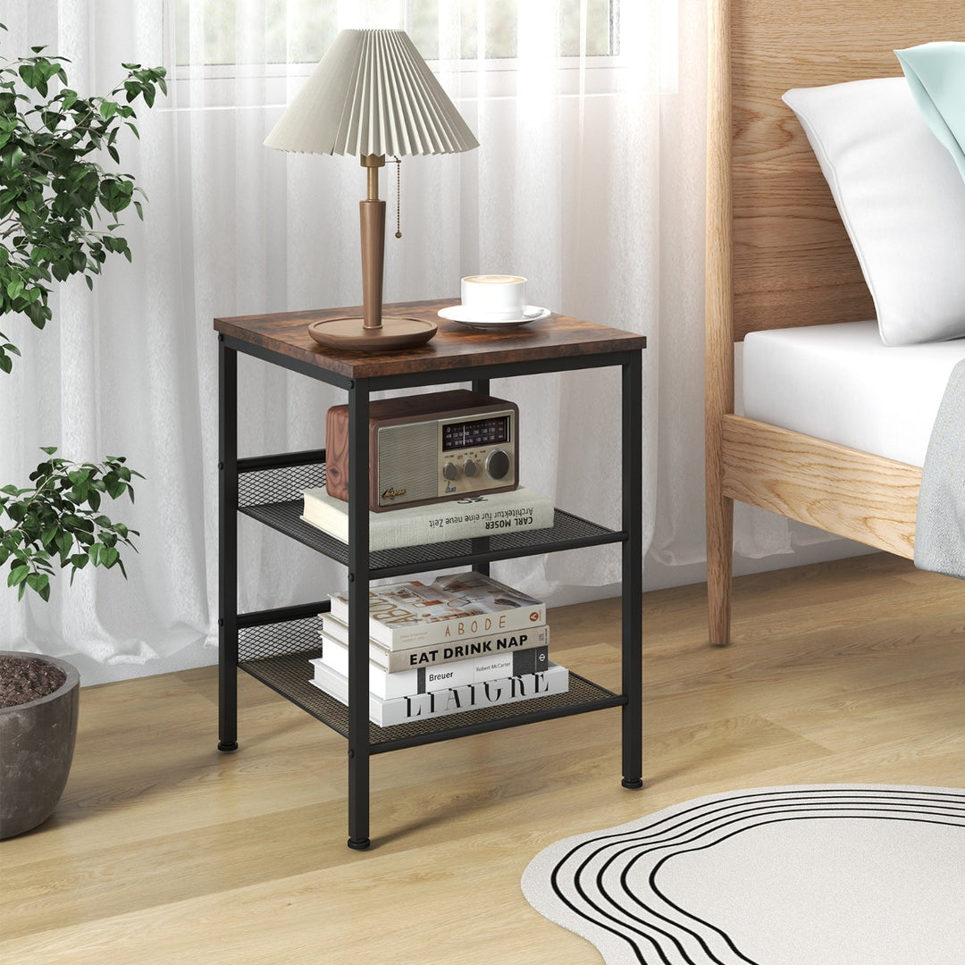 3 Tier Industrial Styled Side Table Bedside Table - TidySpaces