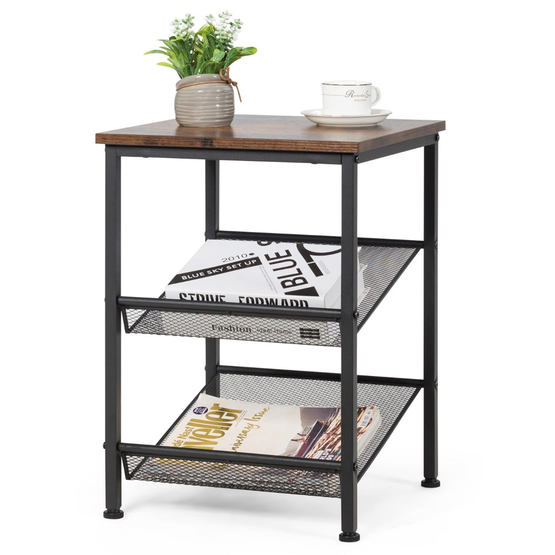 3 Tier Industrial Styled Side Table Bedside Table - TidySpaces