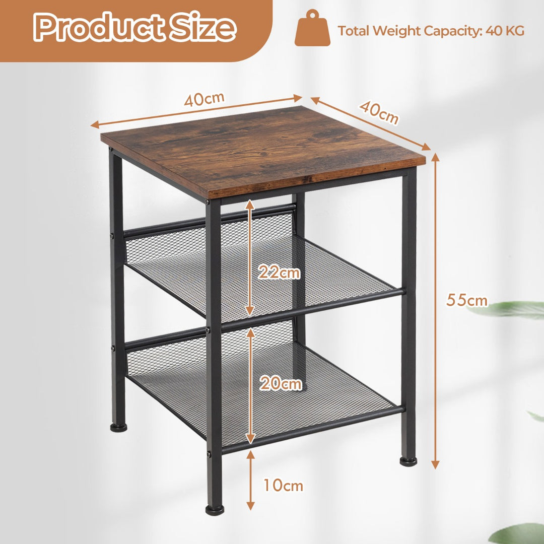 3 Tier Industrial Styled Side Table Bedside Table - TidySpaces