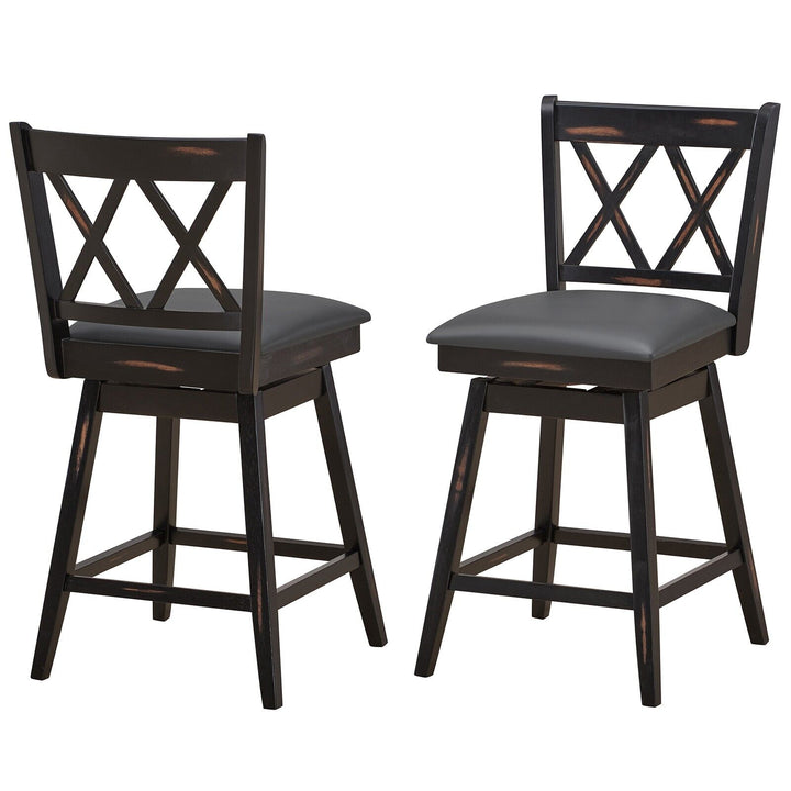 Set of 2 Counter Height Bar Stool with Ergonomic Backrest - TidySpaces