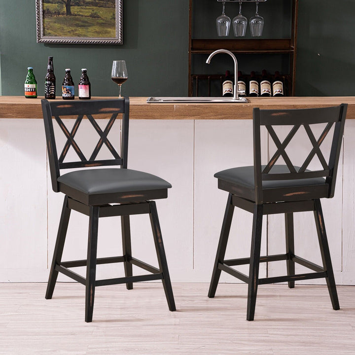 Set of 2 Counter Height Bar Stool with Ergonomic Backrest - TidySpaces