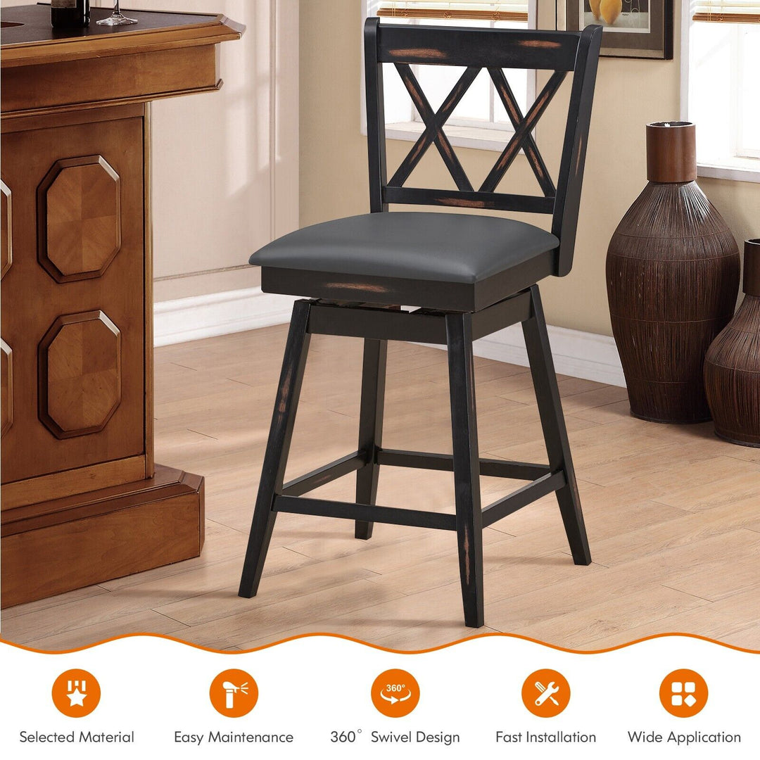 Set of 2 Counter Height Bar Stool with Ergonomic Backrest - TidySpaces