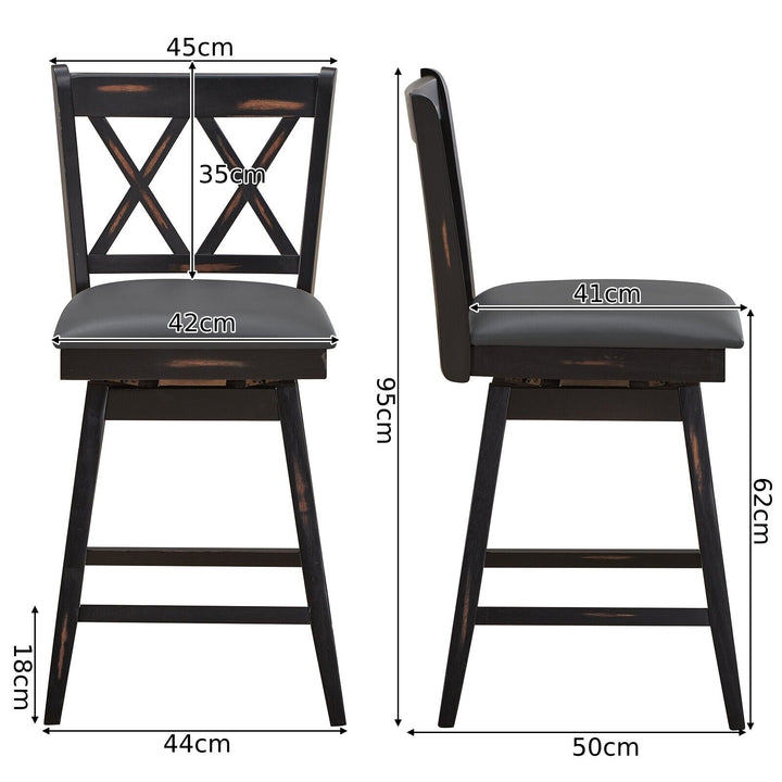 Set of 2 Counter Height Bar Stool with Ergonomic Backrest - TidySpaces