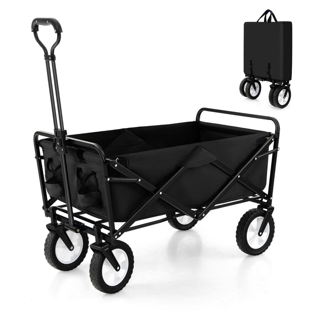 eavy Duty Camping Garden Cart with Adjustable Handle and Drink Holders - TidySpaces