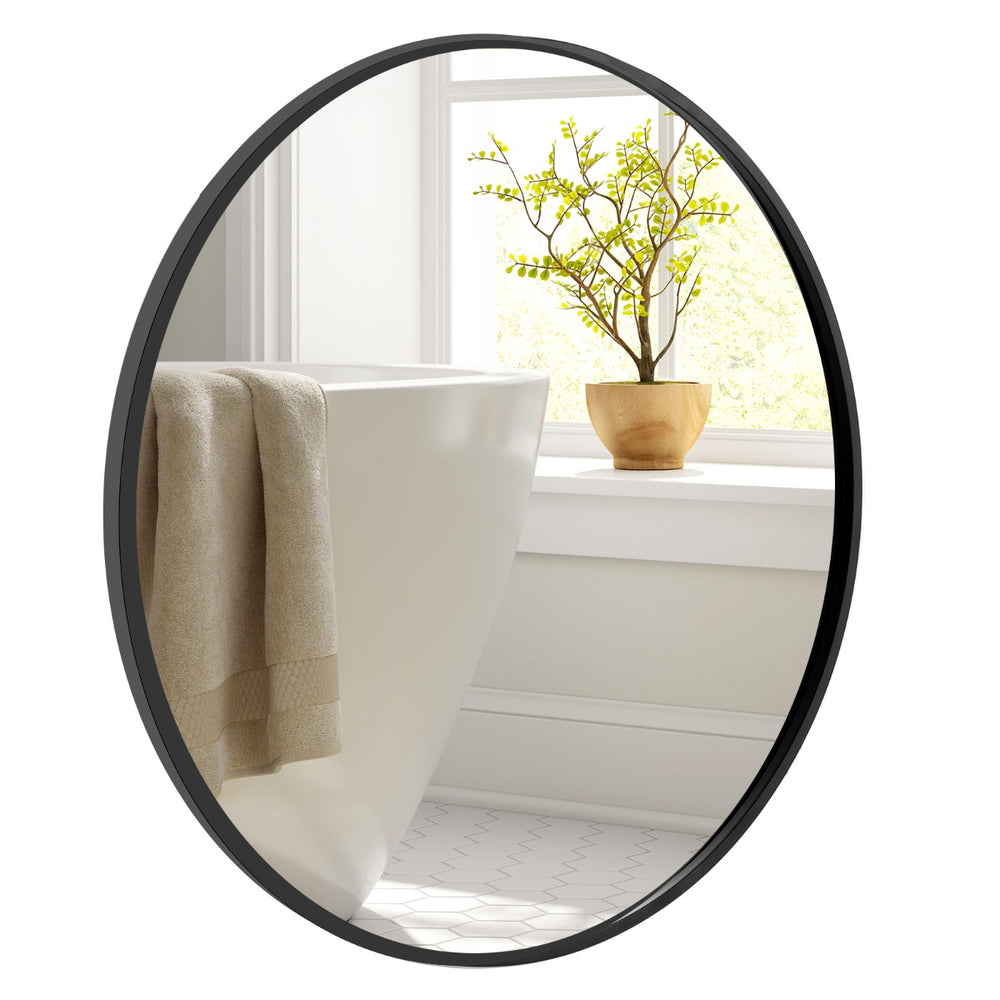 Black Rectangle Mirror Wall Mounted Matte Metal Framed Mirror - TidySpaces