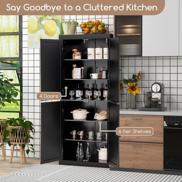 4 Door Freestanding Kitchen Pantry Buffet Cabinet