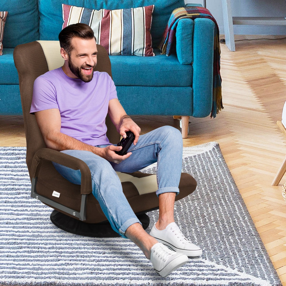 Foldable 360 Degree Swivel Gaming Floor Chair with Adjustable Backrest - TidySpaces