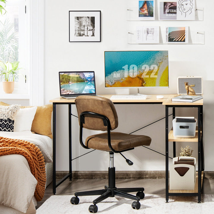 L Shaped Corner Computer Desk with Reversible and Adjustable Bookshelf - TidySpaces