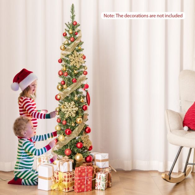 Pre-Lit Christmas Tree with Branch Tips and Warm White LED Lights-5FT