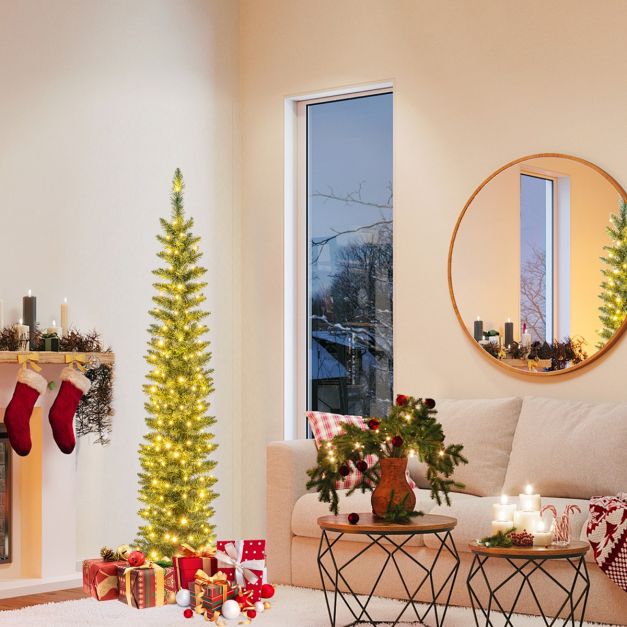 Pre-Lit Christmas Tree with Branch Tips and Warm White LED Lights-5FT