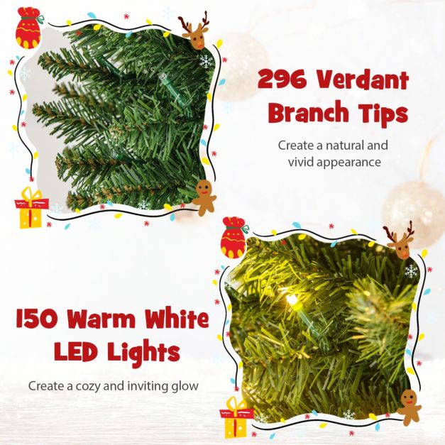 Pre-Lit Christmas Tree with Branch Tips and Warm White LED Lights-5FT
