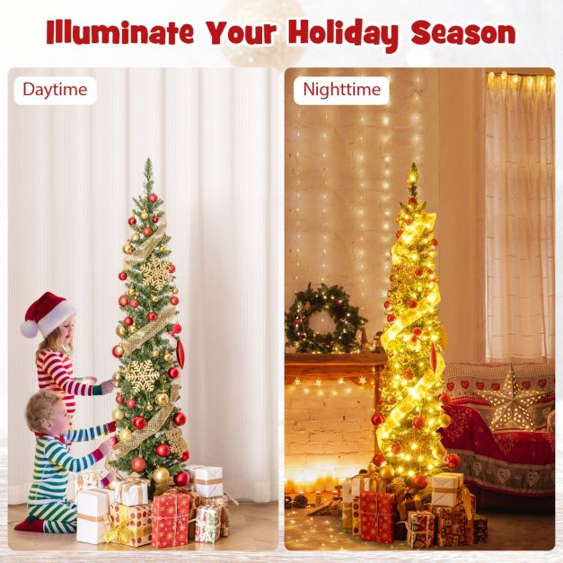 Pre-Lit Christmas Tree with Branch Tips and Warm White LED Lights-5FT