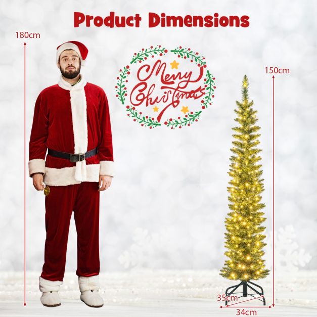 Pre-Lit Christmas Tree with Branch Tips and Warm White LED Lights-5FT