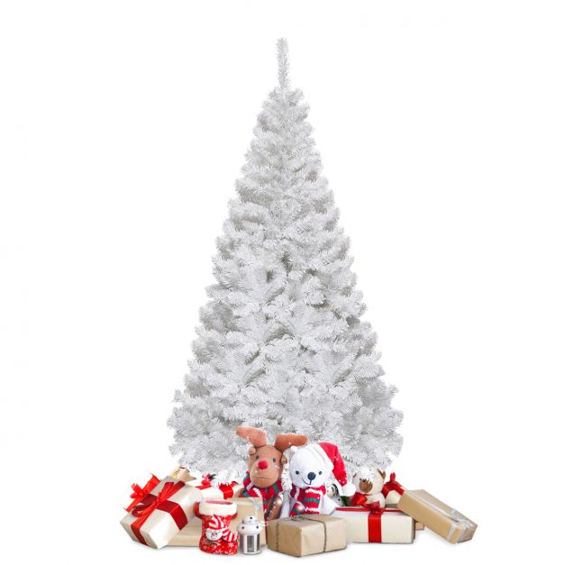 5/6/7/8 Feet White Artificial Christmas Tree with Metal Stand