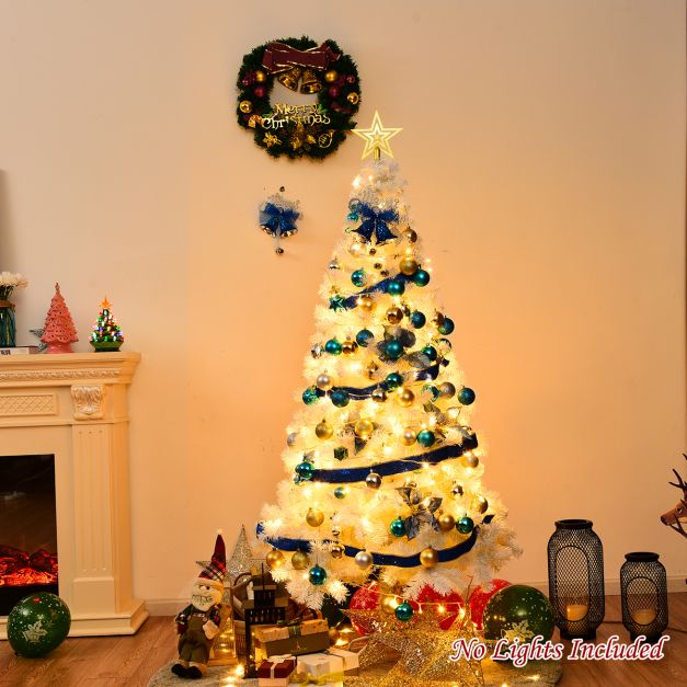 5/6/7/8 Feet White Artificial Christmas Tree with Metal Stand