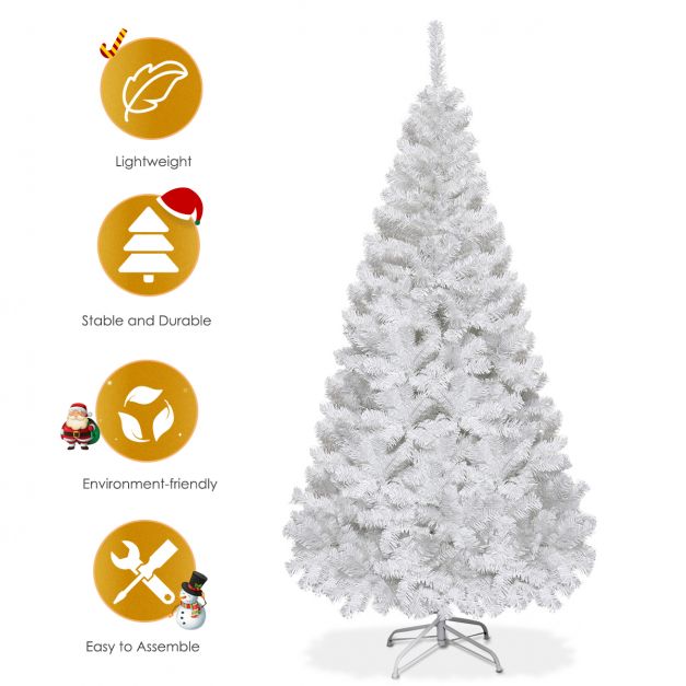 5/6/7/8 Feet White Artificial Christmas Tree with Metal Stand