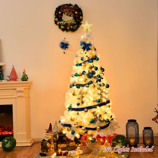 5/6/7/8 Feet White Artificial Christmas Tree with Metal Stand