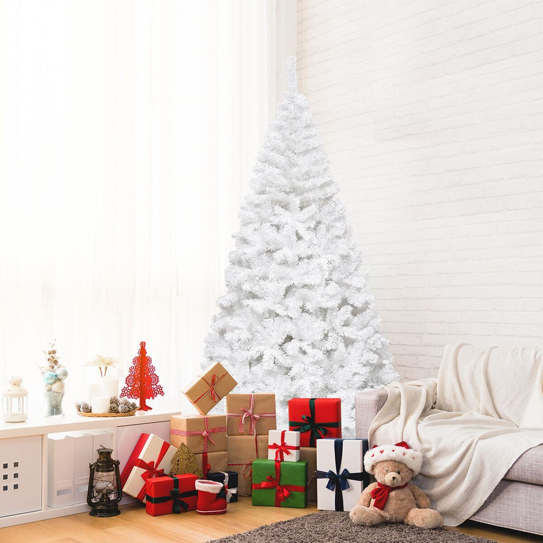 5/6/7/8 Feet White Artificial Christmas Tree with Metal Stand