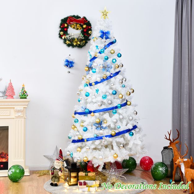 5/6/7/8 Feet White Artificial Christmas Tree with Metal Stand