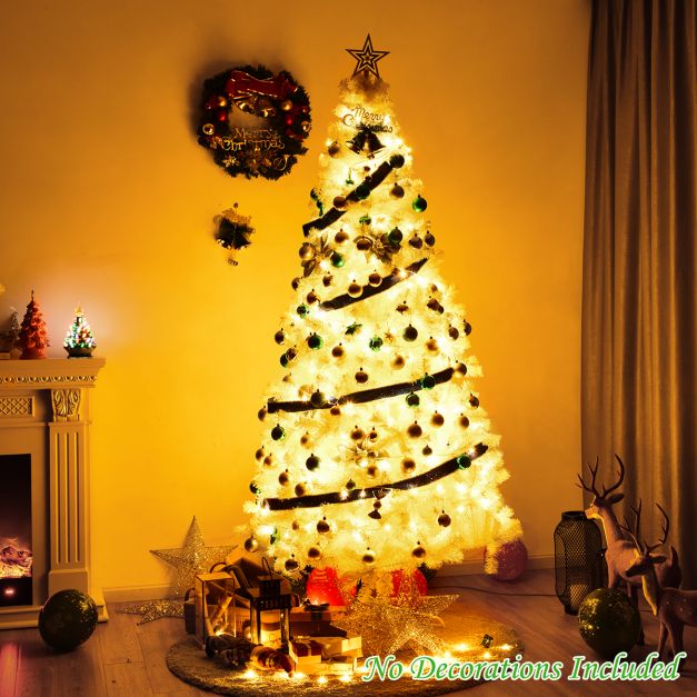 5/6/7/8 Feet White Artificial Christmas Tree with Metal Stand
