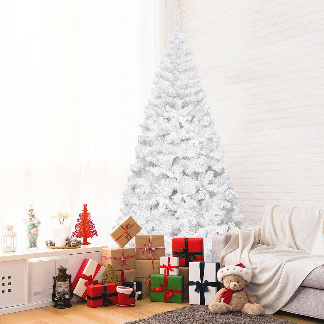 5/6/7/8 Feet White Artificial Christmas Tree with Metal Stand