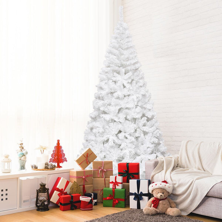 5/6/7/8 Feet White Artificial Christmas Tree with Metal Stand