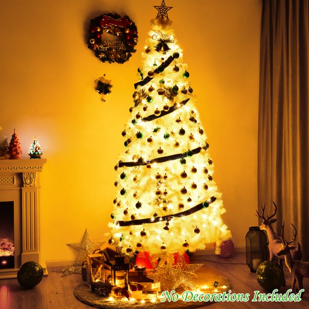 5/6/7/8 Feet White Artificial Christmas Tree with Metal Stand